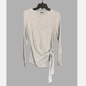 Fifteen Twenty Gray Knit Pullover Wrap Side Tie Long Sleeve Sweatshirt Medium  T